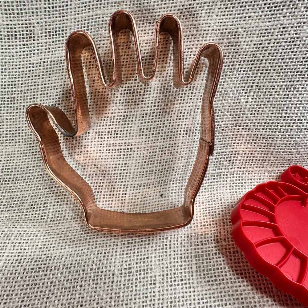 Cookie Cutter Lot Copper Tone Hand Turkey Pumpkin Happy Birthday Cake 4pce